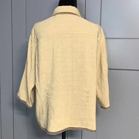 Kleen Beige Silk Linen Blend Button Down Shirt Jacket Blouse Sz XL Casual Career - Picture 3 of 8